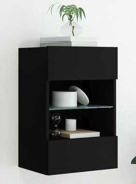 VidaXL Tv-wandmeubel met LED-verlichting 40x30x60,5 cm zwart