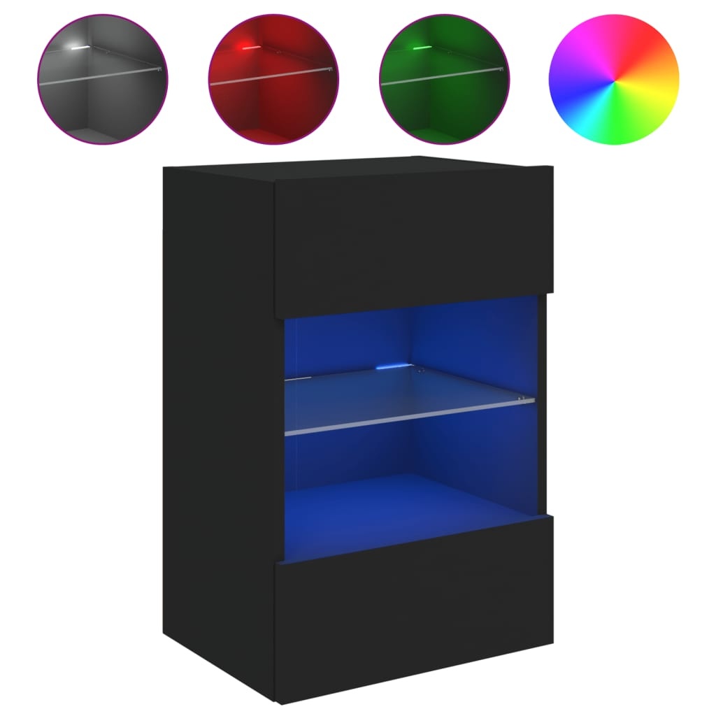 VidaXL Tv-wandmeubel met LED-verlichting 40x30x60,5 cm zwart