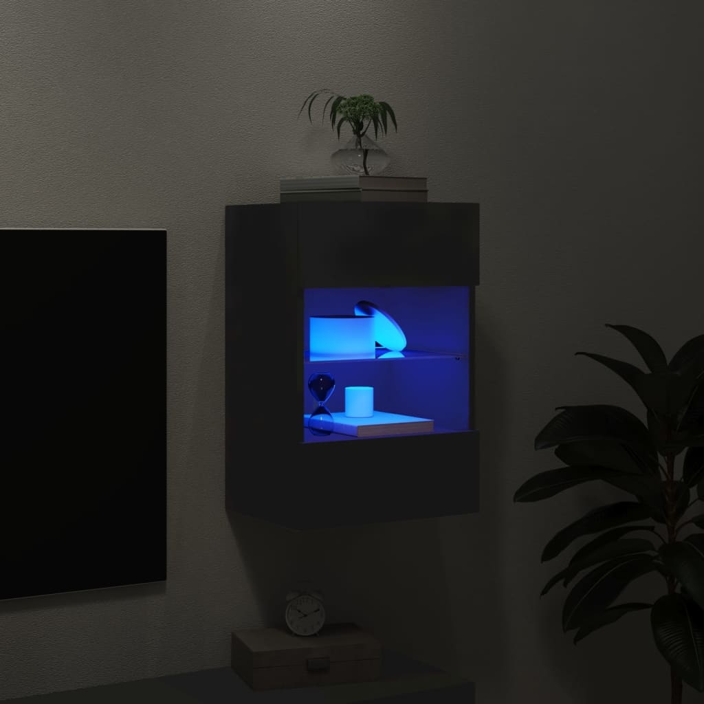 VidaXL Tv-wandmeubel met LED-verlichting 40x30x60,5 cm zwart