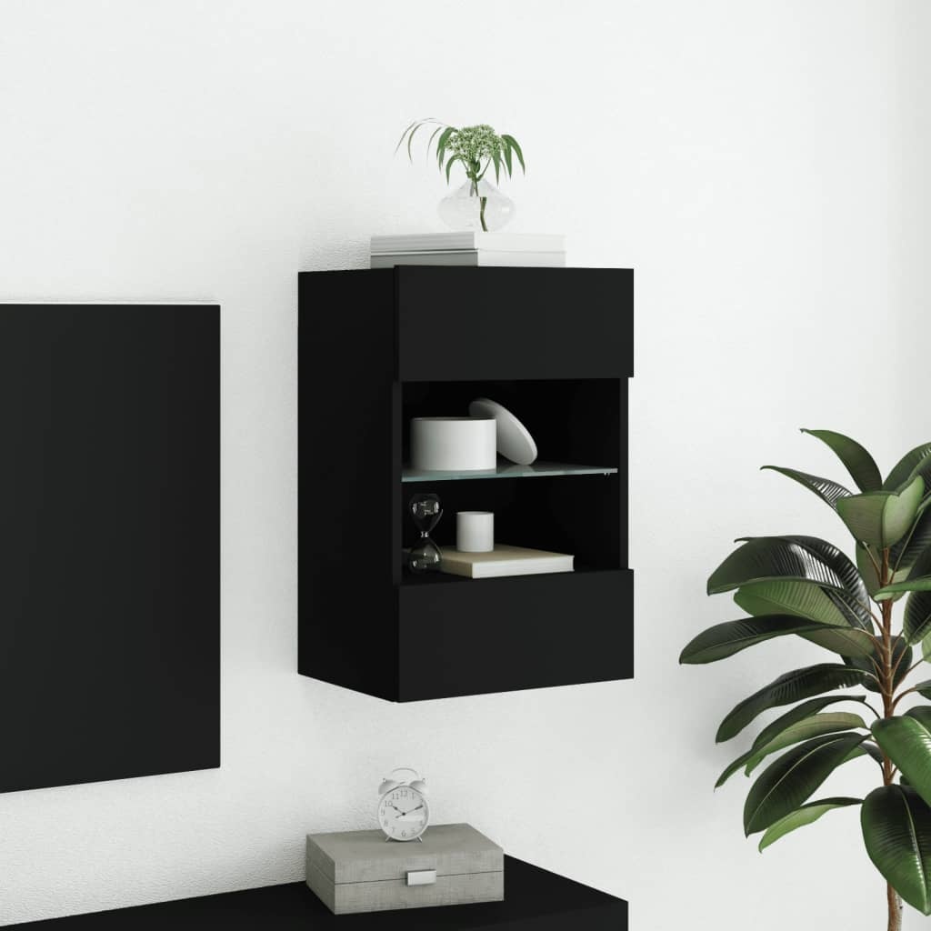 VidaXL Tv-wandmeubel met LED-verlichting 40x30x60,5 cm zwart