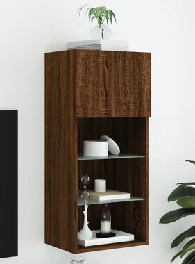 VidaXL Tv-meubel met LED-verlichting 40,5x30x90 cm bruineikenkleurig