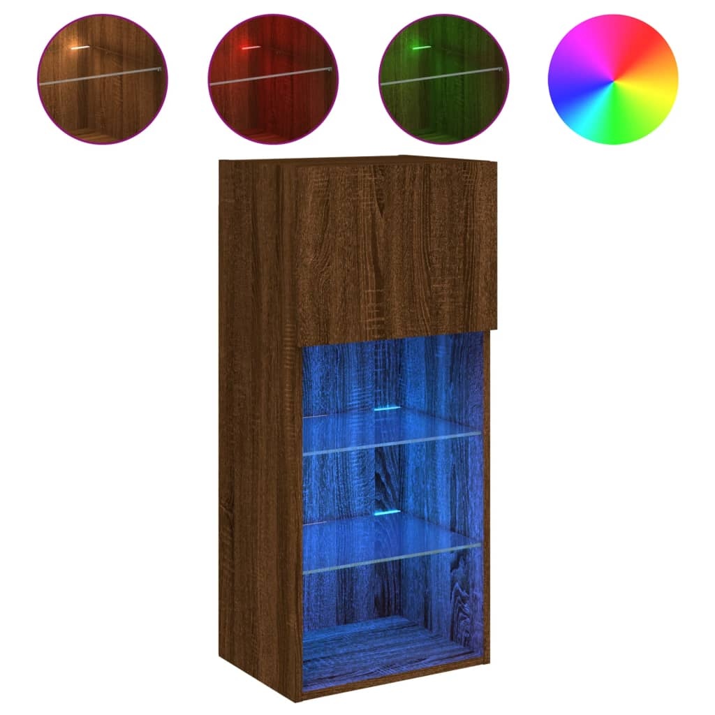 VidaXL Tv-meubel met LED-verlichting 40,5x30x90 cm bruineikenkleurig