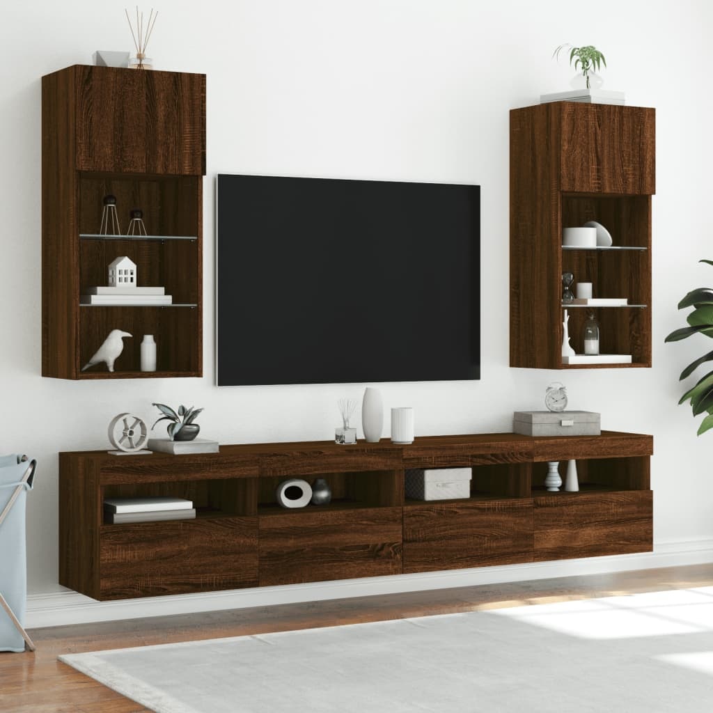 VidaXL Tv-meubel met LED-verlichting 40,5x30x90 cm bruineikenkleurig