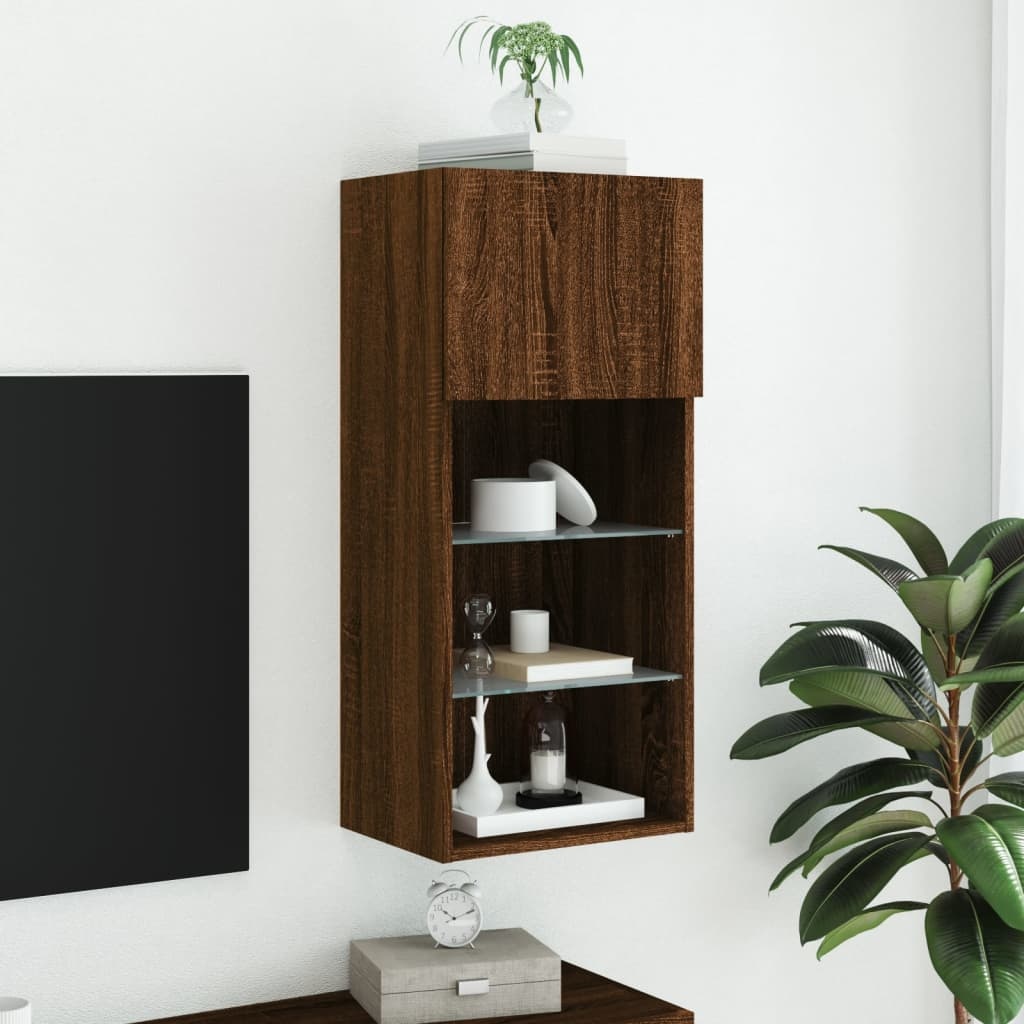 VidaXL Tv-meubel met LED-verlichting 40,5x30x90 cm bruineikenkleurig