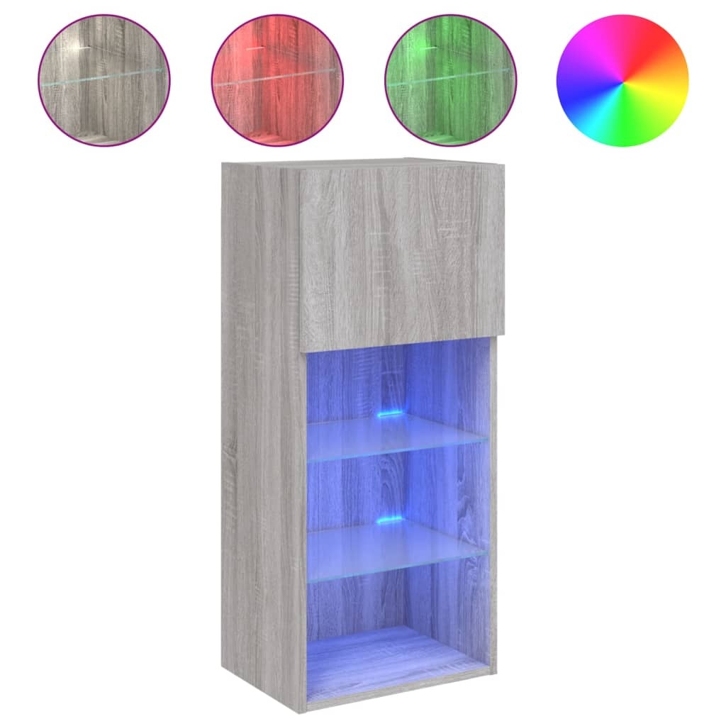 VidaXL Tv-meubel met LED-verlichting 40,5x30x90 cm grijs sonoma eiken