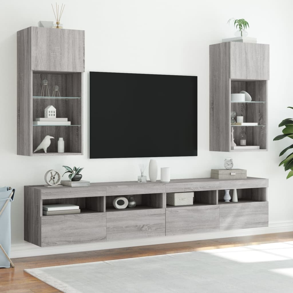 VidaXL Tv-meubel met LED-verlichting 40,5x30x90 cm grijs sonoma eiken