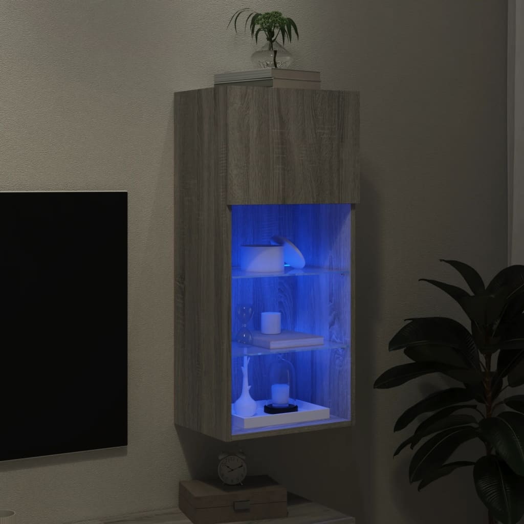 VidaXL Tv-meubel met LED-verlichting 40,5x30x90 cm grijs sonoma eiken