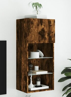 VidaXL Tv-meubel met LED-verlichting 40,5x30x90 cm gerookt eikenkleur