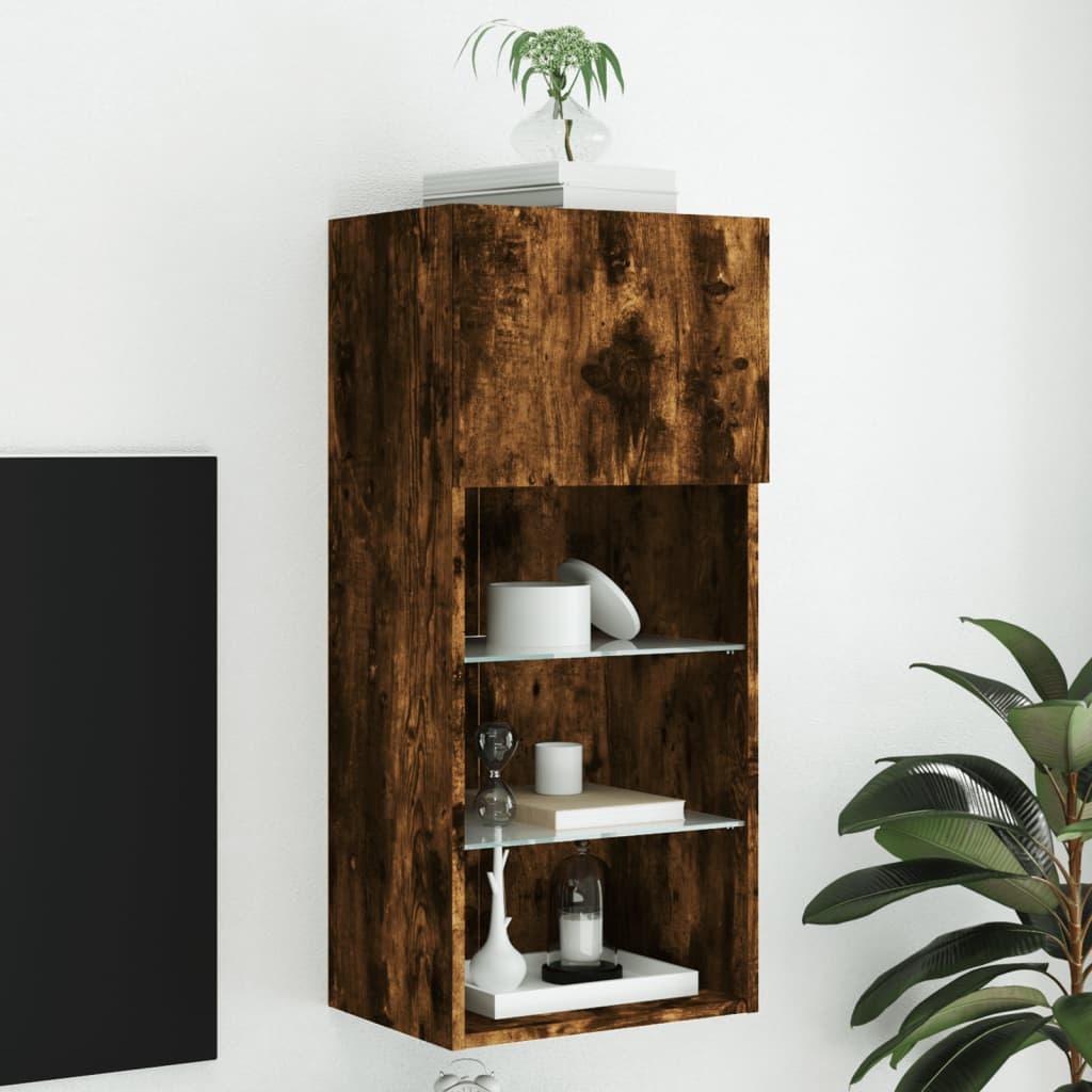 VidaXL Tv-meubel met LED-verlichting 40,5x30x90 cm gerookt eikenkleur