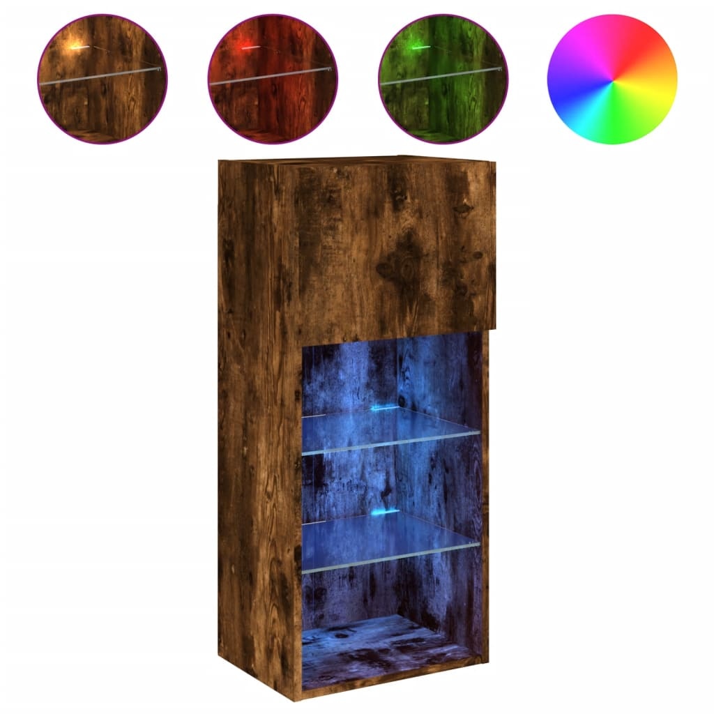 VidaXL Tv-meubel met LED-verlichting 40,5x30x90 cm gerookt eikenkleur