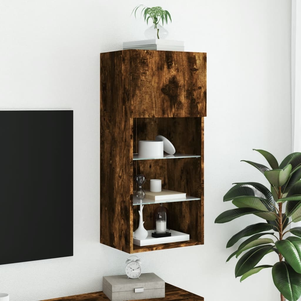 VidaXL Tv-meubel met LED-verlichting 40,5x30x90 cm gerookt eikenkleur
