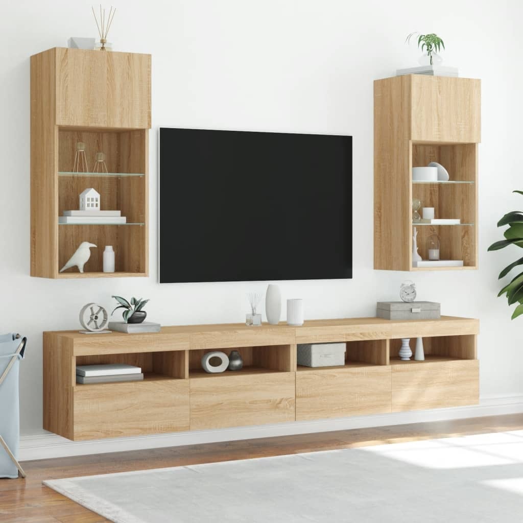 VidaXL Tv-meubel met LED-verlichting 40,5x30x90 cm sonoma eikenkleurig