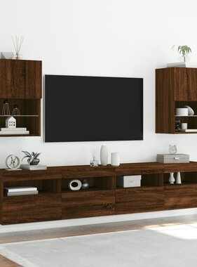 VidaXL Tv-meubels met LED-verlichting 2 st 40,5x30x60 cm bruineiken