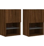 VidaXL Tv-meubels met LED-verlichting 2 st 40,5x30x60 cm bruineiken