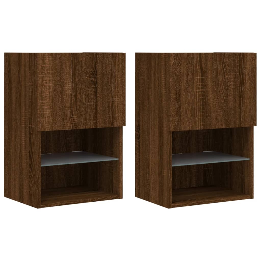 VidaXL Tv-meubels met LED-verlichting 2 st 40,5x30x60 cm bruineiken