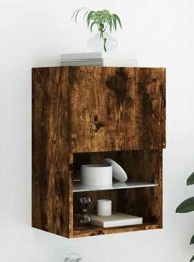 VidaXL Tv-meubel LED-verlichting 40,5x30x60 cm gerookt eikenkleurig