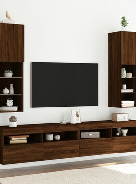 VidaXL Tv-meubels met LED-verlichting 2 st 30,5x30x102 cm bruineiken