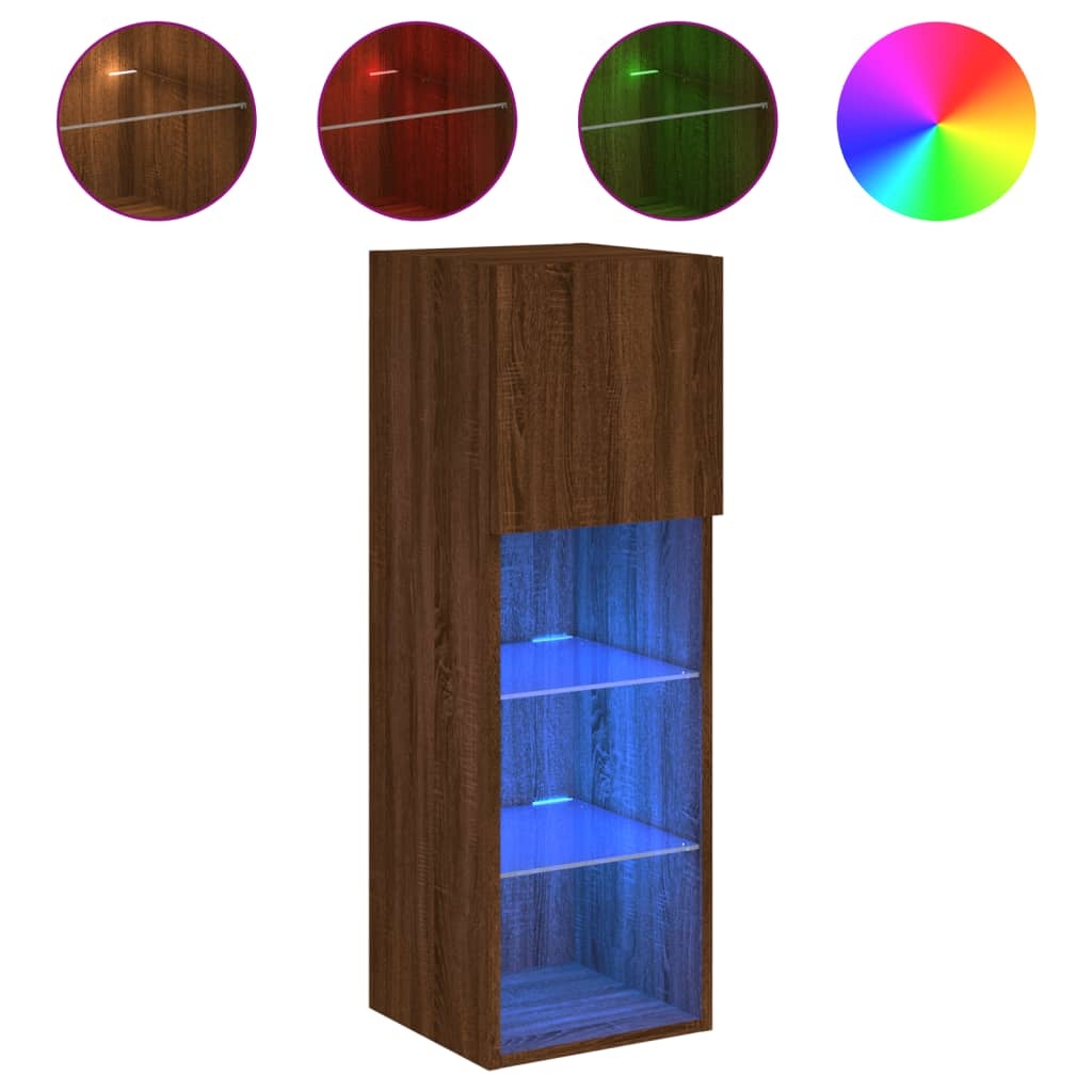 VidaXL Tv-meubel LED-verlichting 30,5x30x90 cm bruineikenkleurig