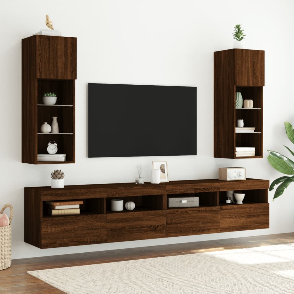 VidaXL Tv-meubel LED-verlichting 30,5x30x90 cm bruineikenkleurig