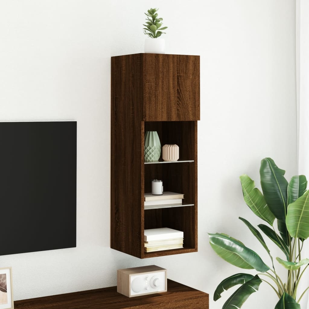 VidaXL Tv-meubel LED-verlichting 30,5x30x90 cm bruineikenkleurig