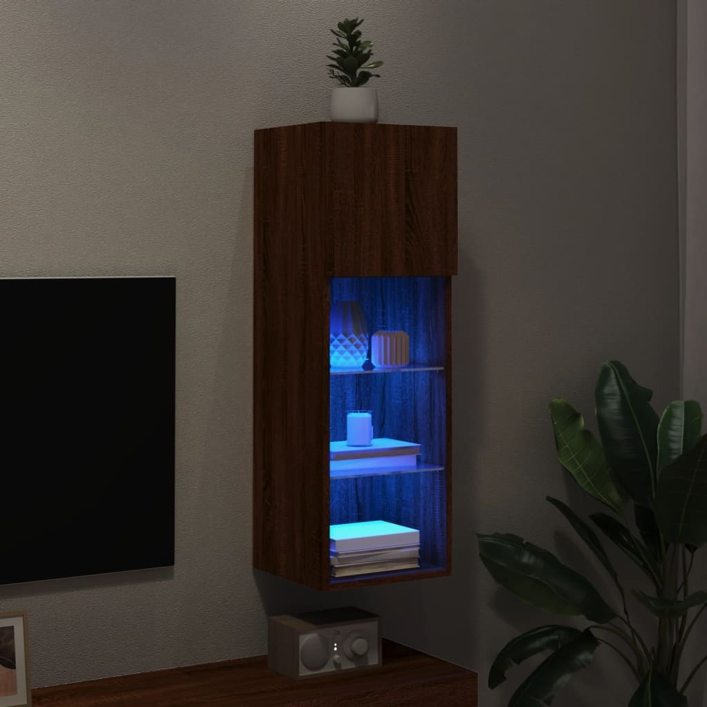 VidaXL Tv-meubel LED-verlichting 30,5x30x90 cm bruineikenkleurig