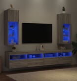 vidaXL Tv-meubels met LED-verlichting 2 st 30,5x30x90 cm grijs sonoma