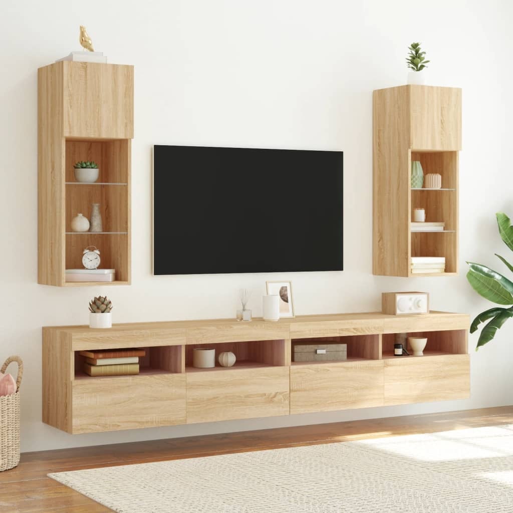 vidaXL Tv-meubel met LED-verlichting 30,5x30x90 cm sonoma eikenkleurig