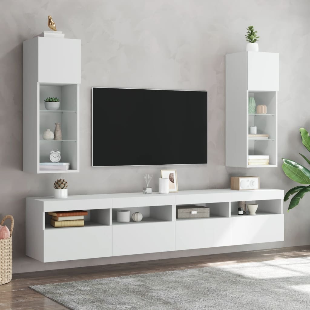 vidaXL Tv-meubel met LED-verlichting 30,5x30x90 cm wit