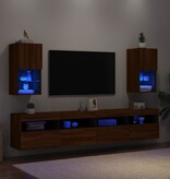 vidaXL Tv-meubelen 2 st met LED-verlichting 30,5x30x60 cm bruineiken