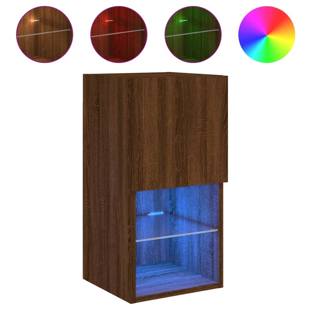 VidaXL Tv-meubel met LED-verlichting 30,5x30x60 cm bruineikenkleurig