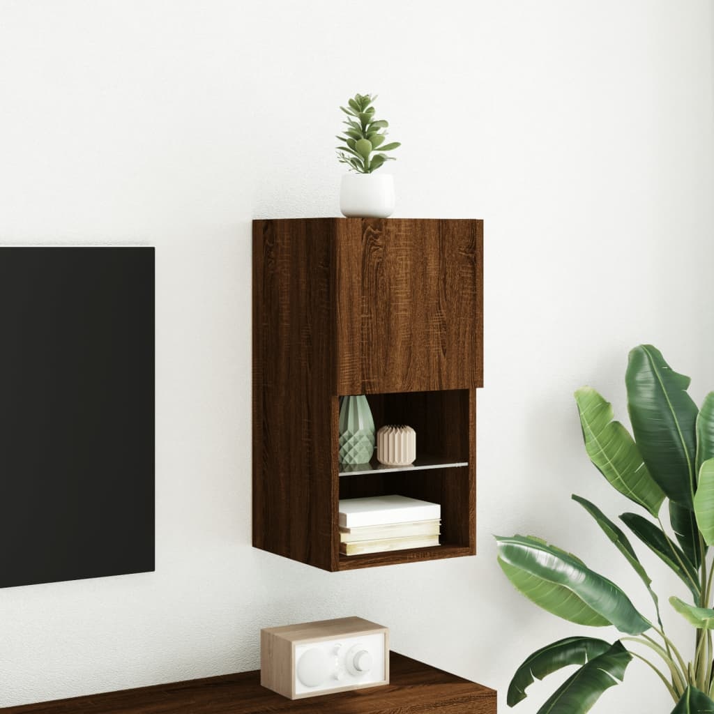 VidaXL Tv-meubel met LED-verlichting 30,5x30x60 cm bruineikenkleurig