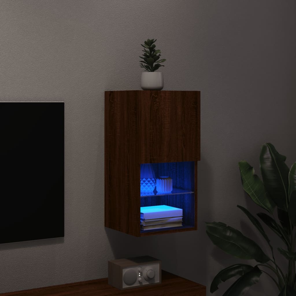 vidaXL Tv-meubel met LED-verlichting 30,5x30x60 cm bruineikenkleurig