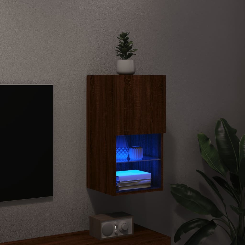 VidaXL Tv-meubel met LED-verlichting 30,5x30x60 cm bruineikenkleurig