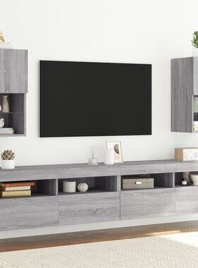 vidaXL Tv-meubelen 2 st met LED-verlichting 30,5x30x60 cm grijs sonoma