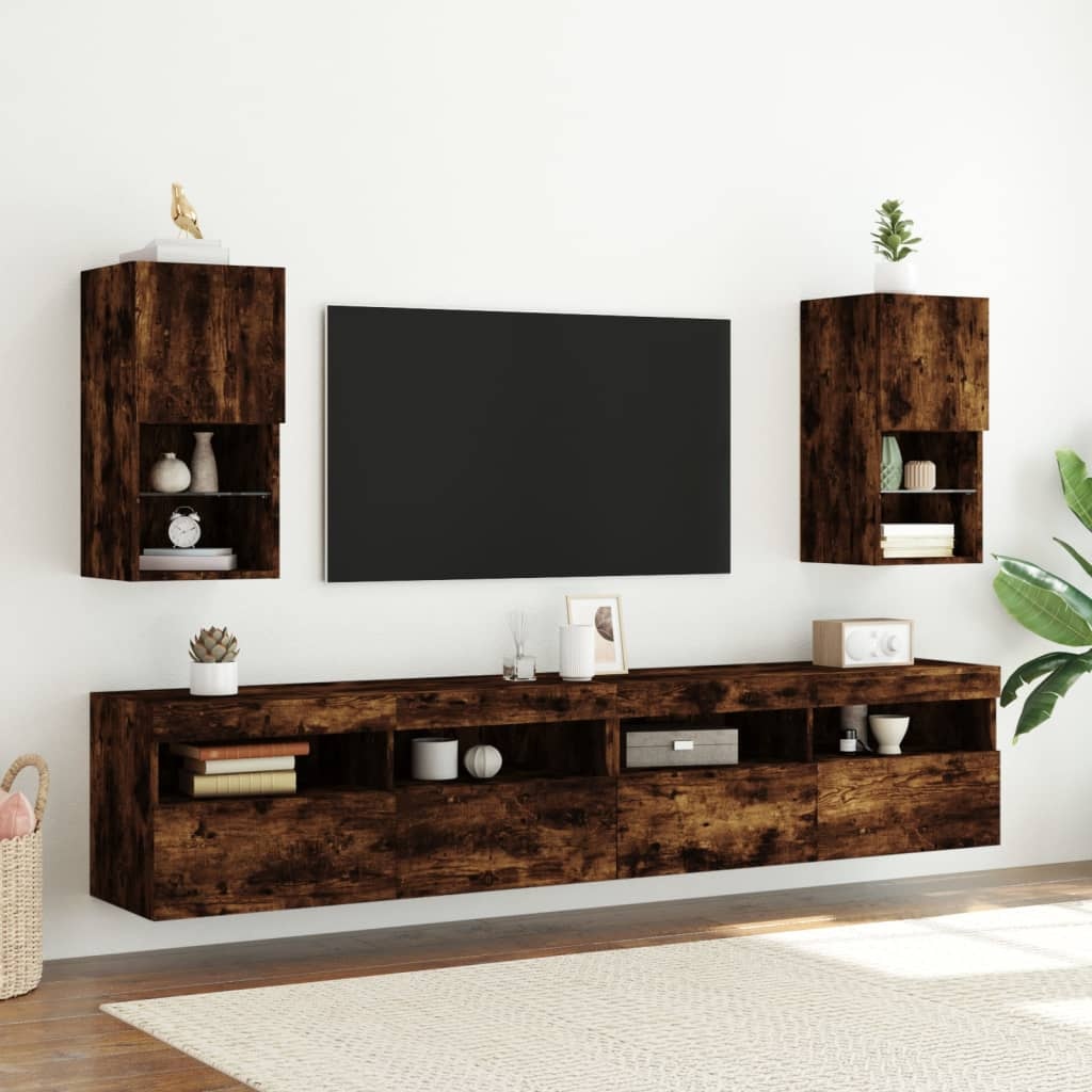 vidaXL Tv-meubel LED-verlichting 30,5x30x60 cm gerookt eikenkleurig