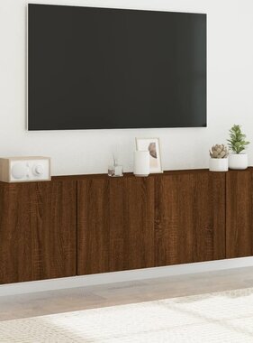 vidaXL Tv-meubels 2 st wandgemonteerd 80x30x41 cm bruineikenkleurig