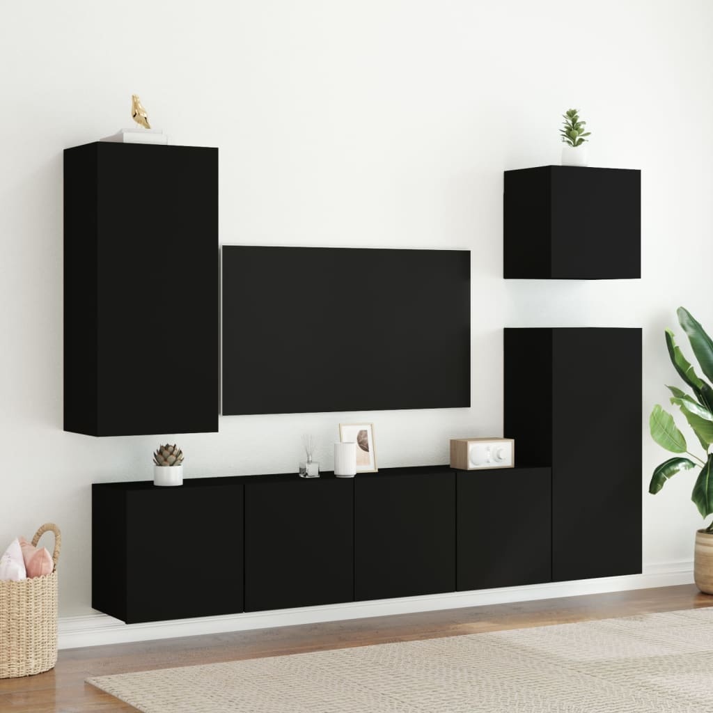vidaXL Tv-meubels 2 st wandgemonteerd 80x30x41 cm zwart