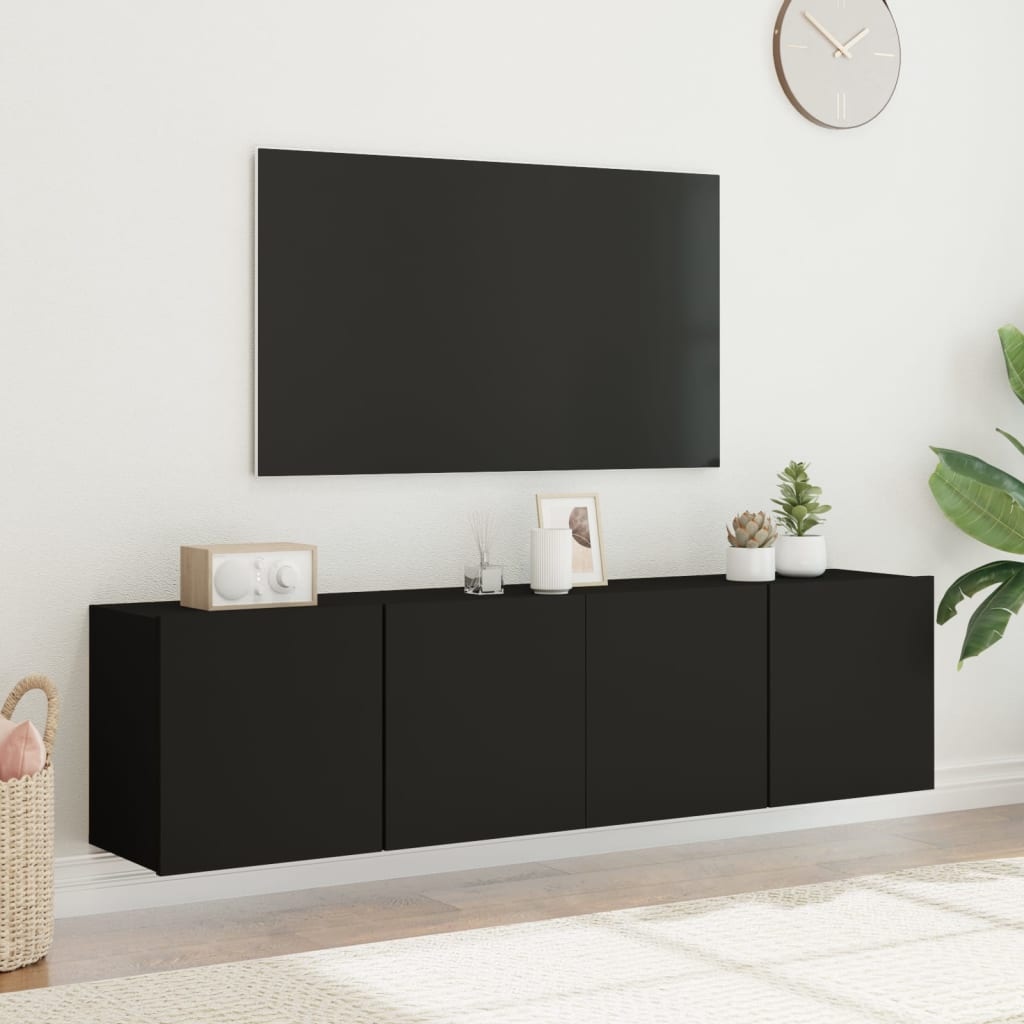 vidaXL Tv-meubels 2 st wandgemonteerd 80x30x41 cm zwart