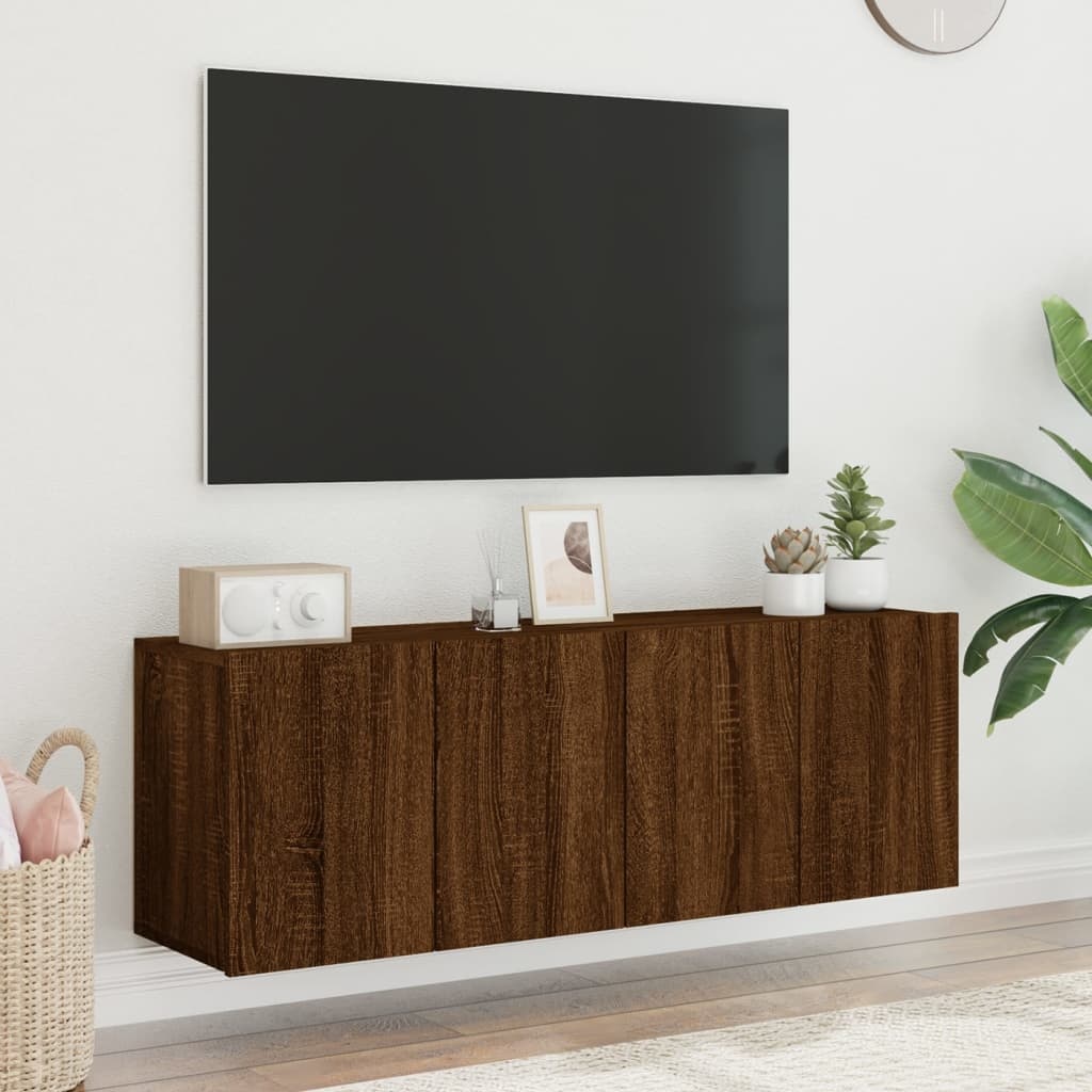 vidaXL Tv-meubels 2 st wandgemonteerd 60x30x41 cm bruineikenkleurig