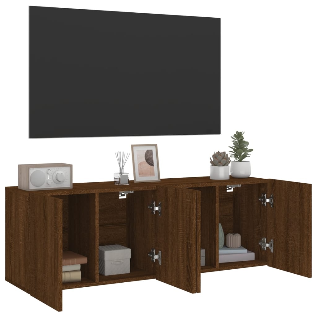 VidaXL Tv-meubels 2 st wandgemonteerd 60x30x41 cm bruineikenkleurig