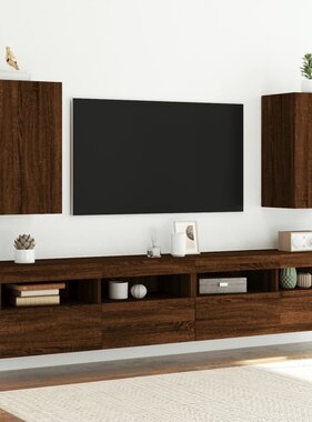 VidaXL Tv-wandmeubels 2 st 40,5x30x60 cm bewerkt hout bruineikenkleur