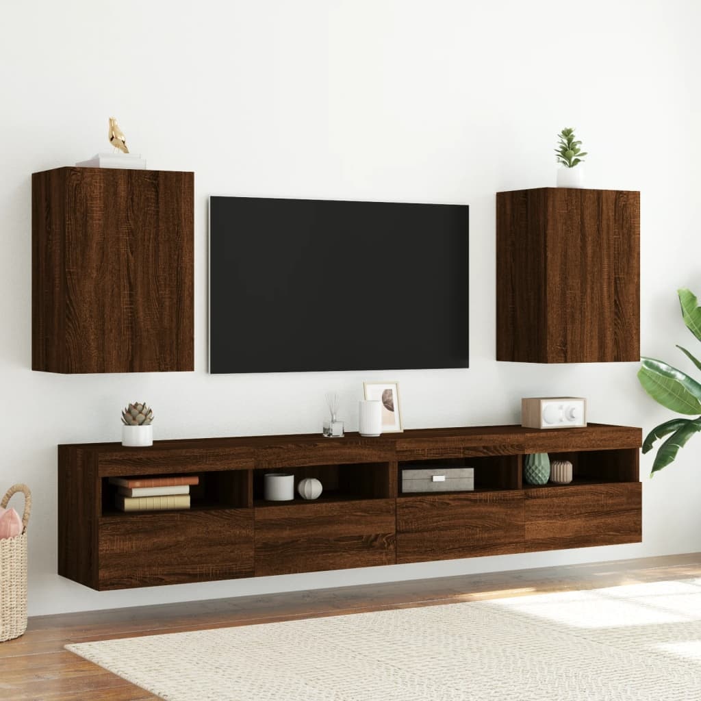 VidaXL Tv-wandmeubels 2 st 40,5x30x60 cm bewerkt hout bruineikenkleur
