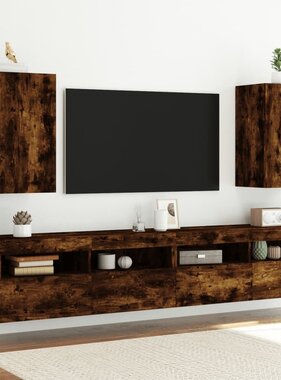 VidaXL Tv-wandmeubels 2 st 40,5x30x60 cm bewerkt hout gerookt eiken