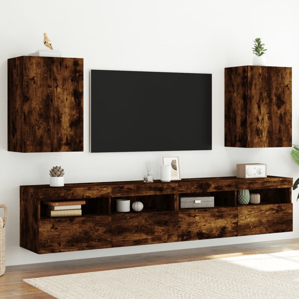 VidaXL Tv-wandmeubels 2 st 40,5x30x60 cm bewerkt hout gerookt eiken