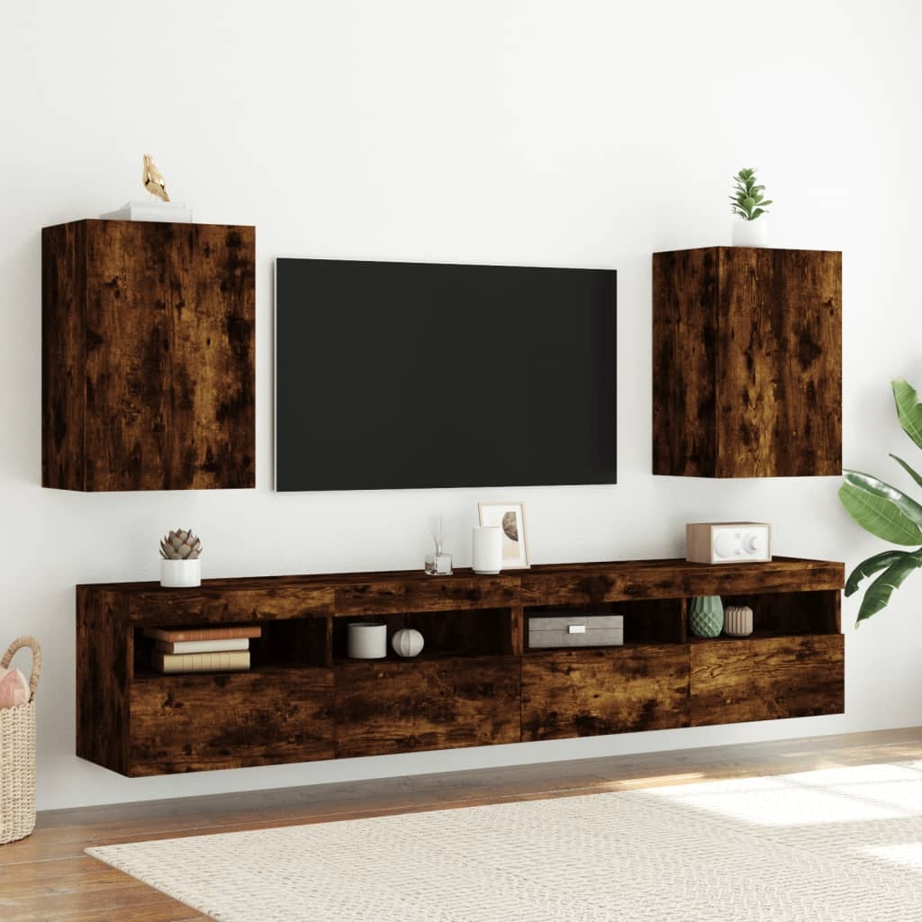 VidaXL Tv-wandmeubels 2 st 40,5x30x60 cm bewerkt hout gerookt eiken