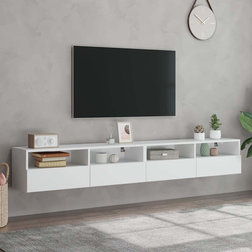 VidaXL Tv-wandmeubels 2 st 100x30x30 cm bewerkt hout wit