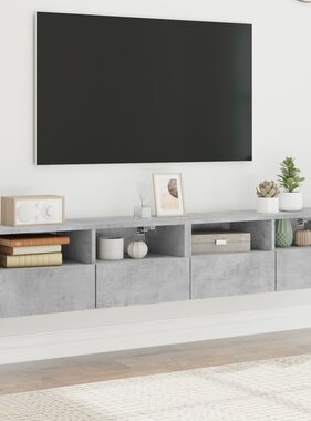 VidaXL Tv-wandmeubels 2 st 80x30x30 cm bewerkt hout betongrijs