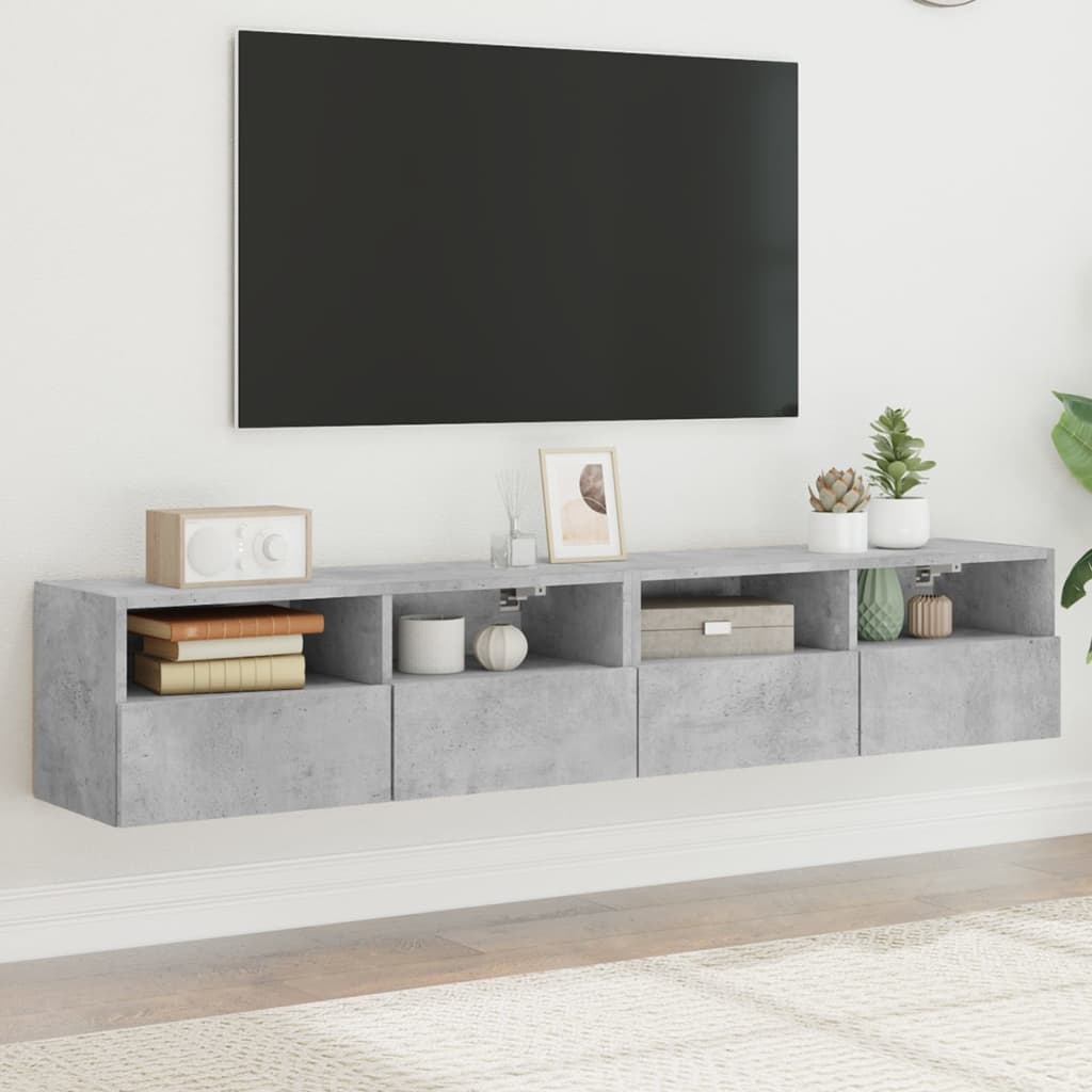 VidaXL Tv-wandmeubels 2 st 80x30x30 cm bewerkt hout betongrijs