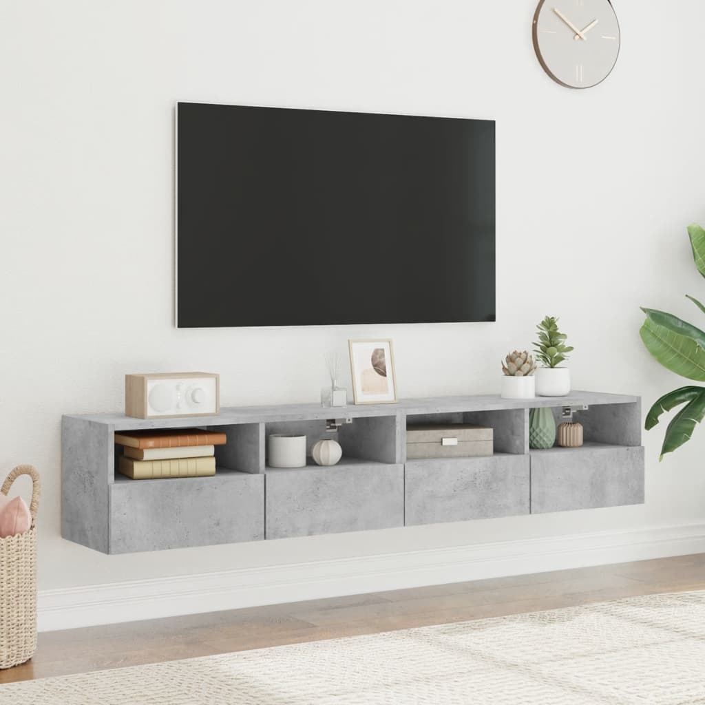 VidaXL Tv-wandmeubels 2 st 80x30x30 cm bewerkt hout betongrijs