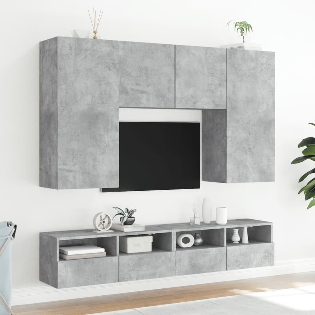 VidaXL Tv-wandmeubels 2 st 80x30x30 cm bewerkt hout betongrijs